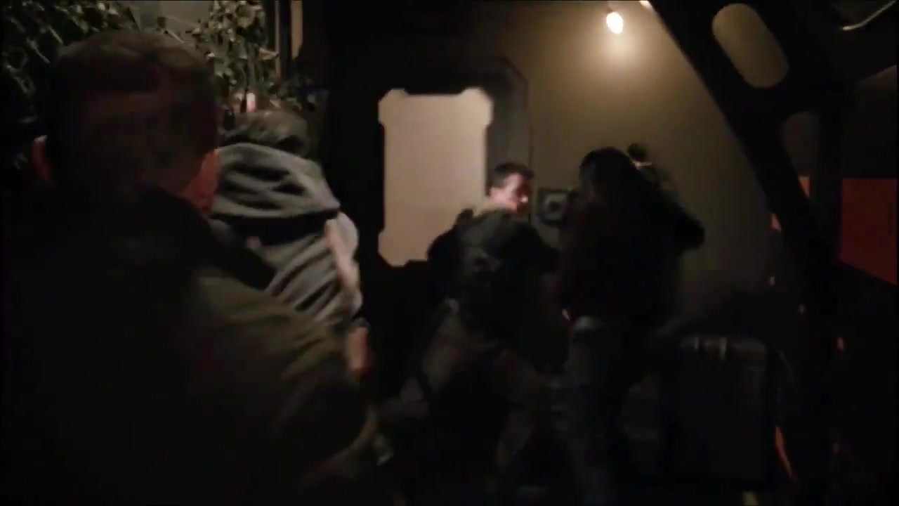 A dark corridor fight in Agents of S.H.I.E.L.D. as McKay Stewart's character Roughneck lunges in